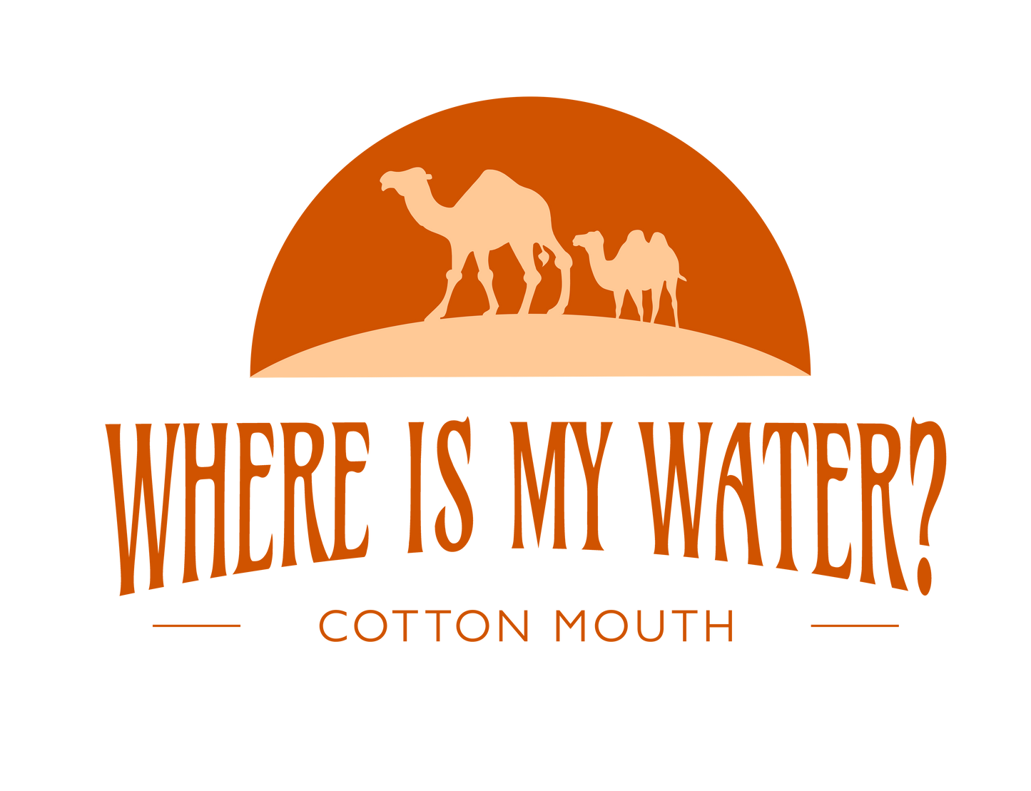 Logo with camels and 'Where is my water?' text on a white background