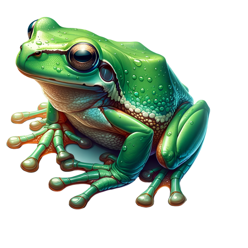 Illustration of a green frog on a white background