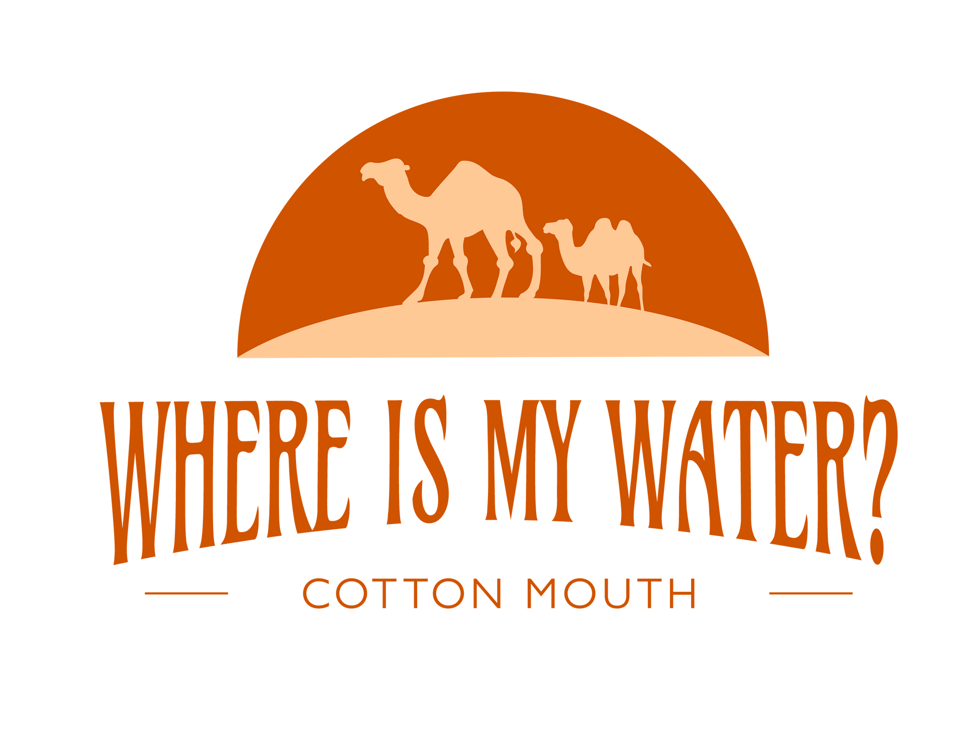 Logo with camels and 'Where is my water?' text on a white background