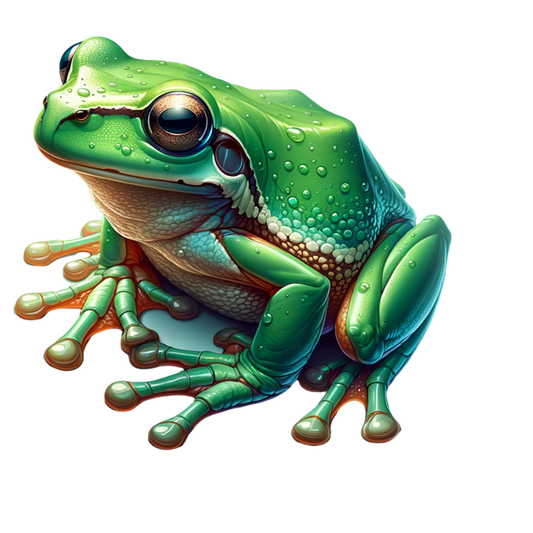 Illustration of a green frog on a white background